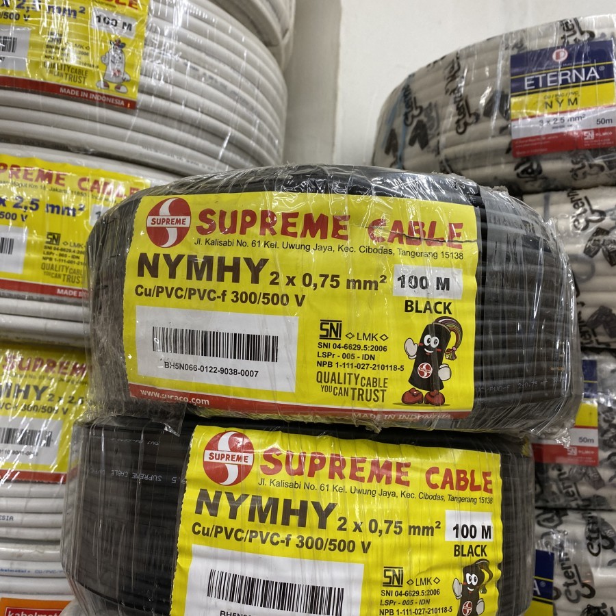 kabel supreme nymhy 2x0.75 @ meteran potongan per meter