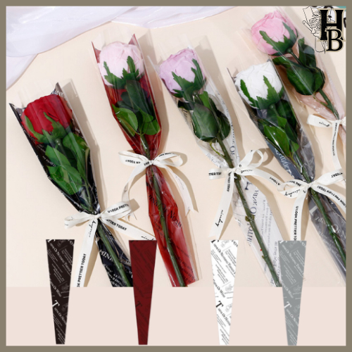 

50 LEMBAR Wrapping Plastik Instant Mini Buket Mawar Single Rose Bunga Mawar SF24