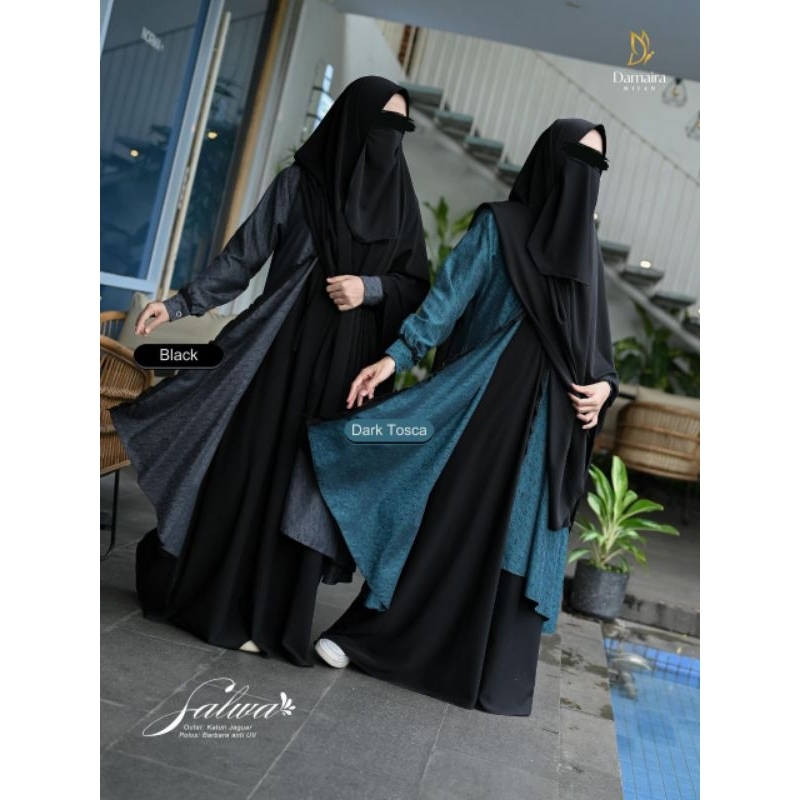 Salwa set inner outer ped antem busa tipis |New Mazaya Motif 2 by Damaira hijab(gamis only )| gamis 