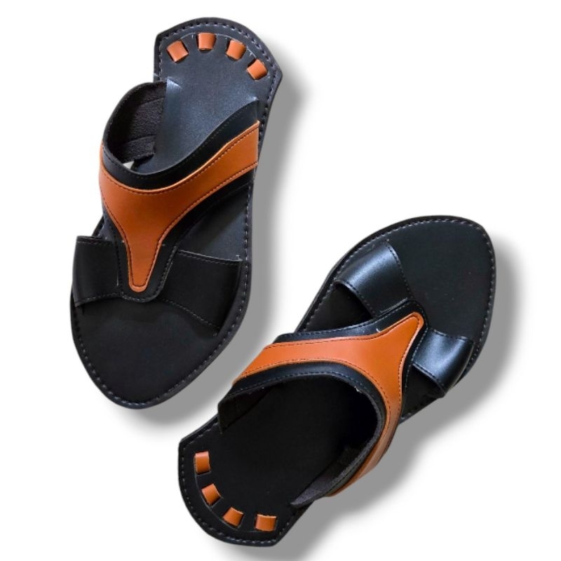 Bisa Cod |  SANDAL ARAB HALFI HITAM COKLAT HANDMADE BY ABBAS SANDAL