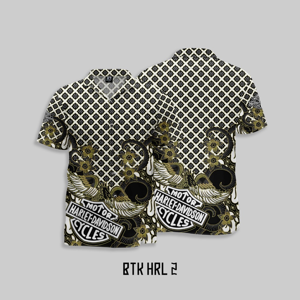 Kemeja Casual Print 3D Pria Wanita Dewasa Anak FullPrint 3R Batik Harley ( BTK Harley 2 )
