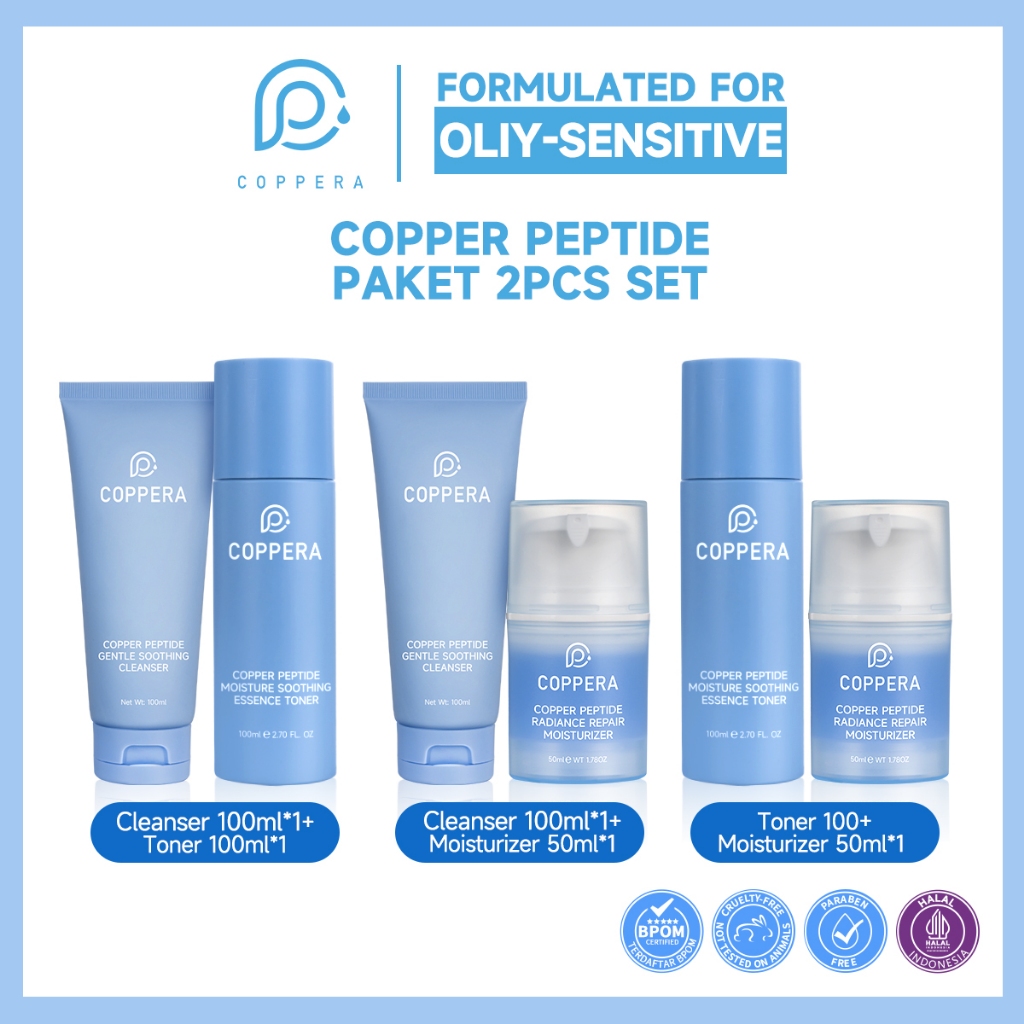 COPPERA Copper Peptide 2pcs set Kit Packages Moisturizer/Sooting Cleanse/Essence Toner  Moisturizing