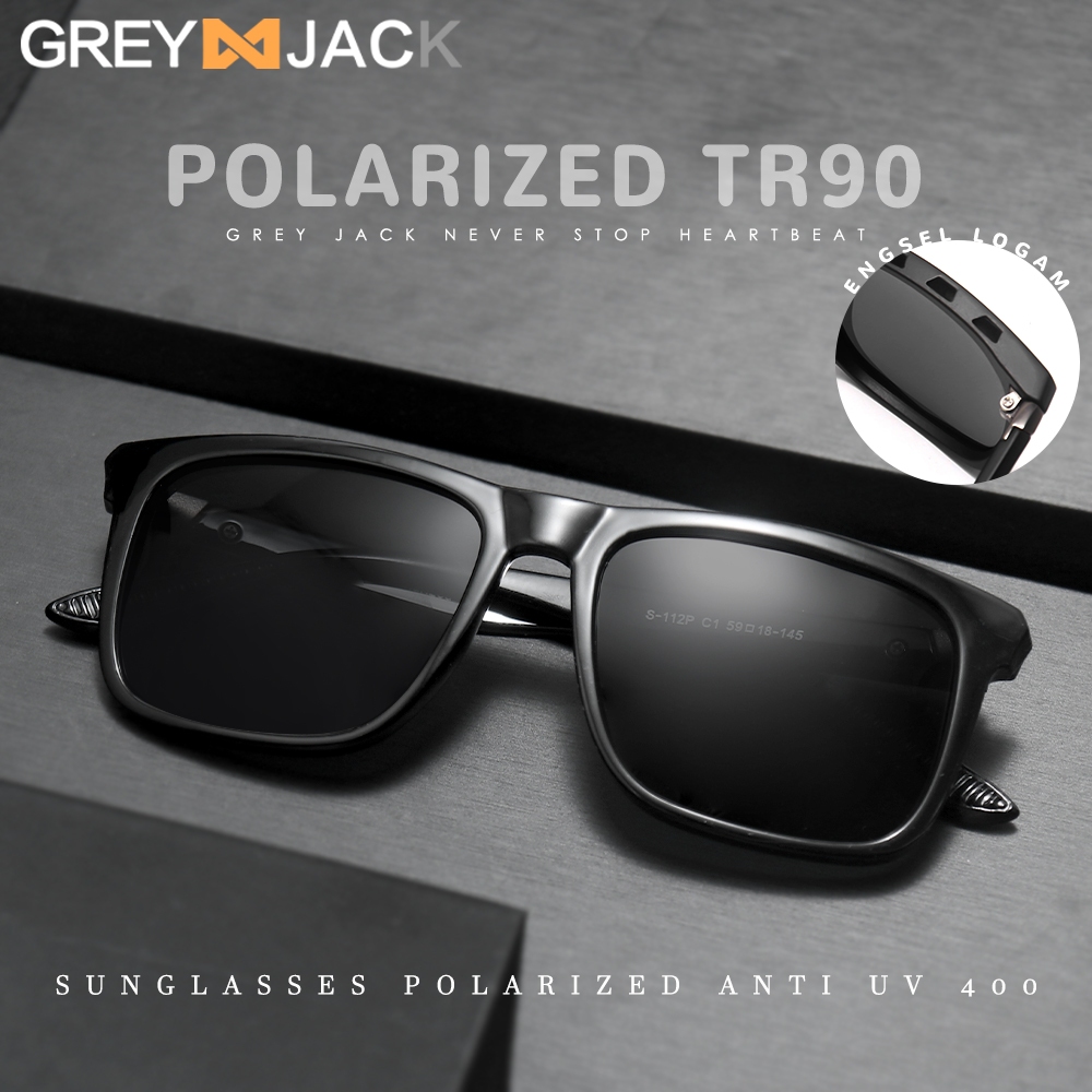 Kelobatacorps - Grey Jack Kacamata Hitam Polarized UV400 Kotak TR90 Fashion Simple 2981x
