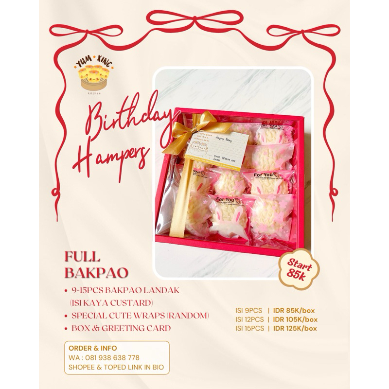 

HAMPERS BIRTHDAY ULTAH - Full Bakpao Landak isi Kaya Custard