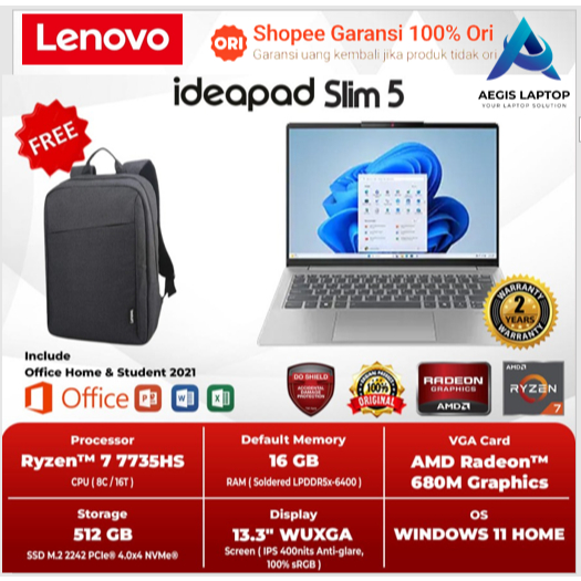 LENOVO IDEAPAD SLIM 5 13 RYZEN 7 7735HS 16GB 512GB WIN11+OHS 2021