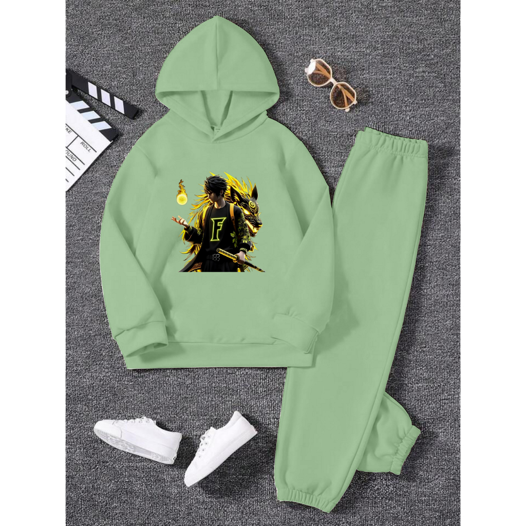 Lexander Setelan Sweater Hoodie Topi Anak Remaja Gambar FF Kitsu