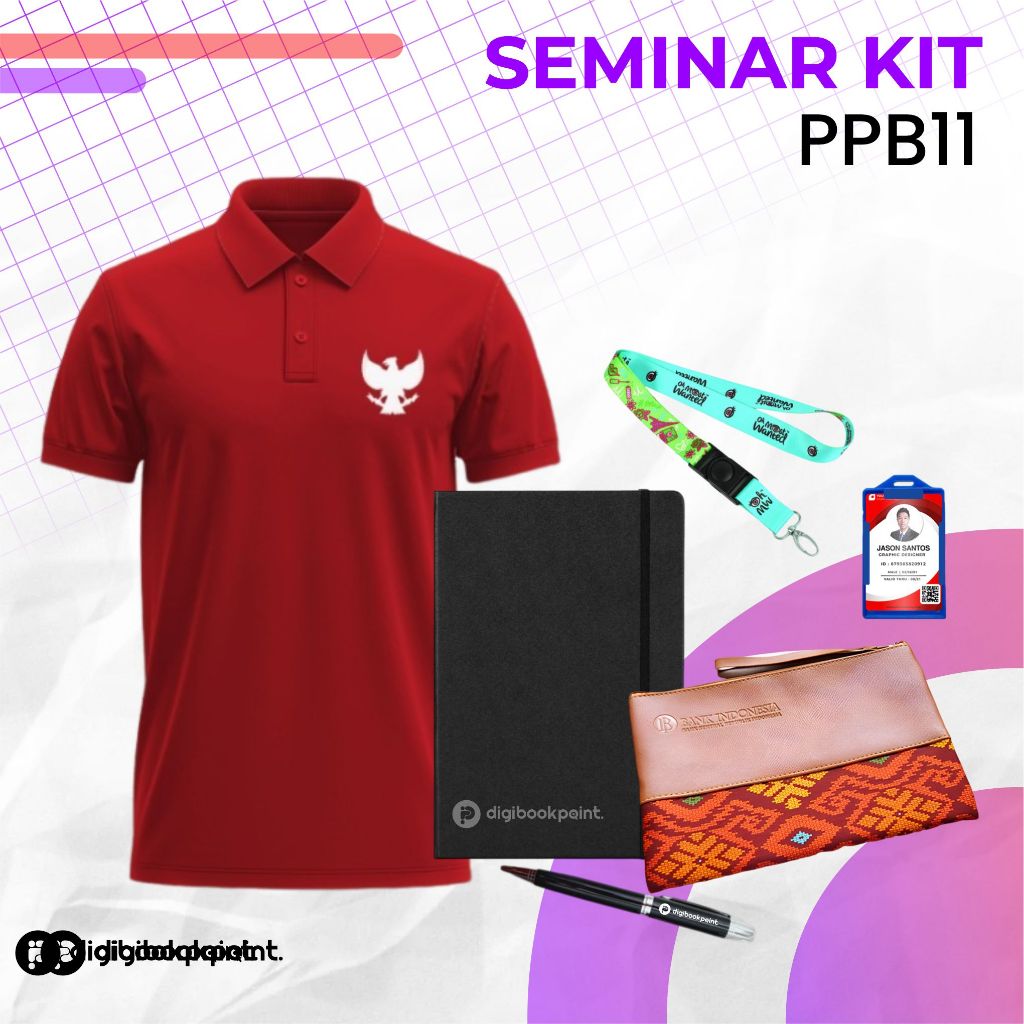 

Seminar Kit Custom PPB 11 | Pouch Kulit, Notebook Kulit Karet, Pulpen Besi Grafir, Kaos Polo, Paket Lanyard | Custom sesuai Desain