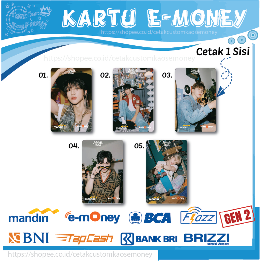 KARTU E MONEY E TOLL GAMBAR SEVENTEEN KPOP KOREA EMONEY MANDIRI BCA BNI BRI - 1 SISI