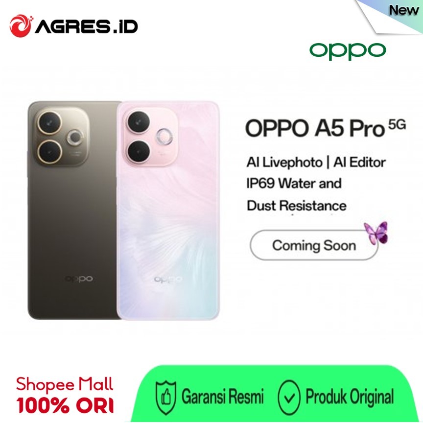 OPPO A5 PRO 8GB 256GB 5G PINK  FREE  CHARGER+CASING+SCREN IN BOX
