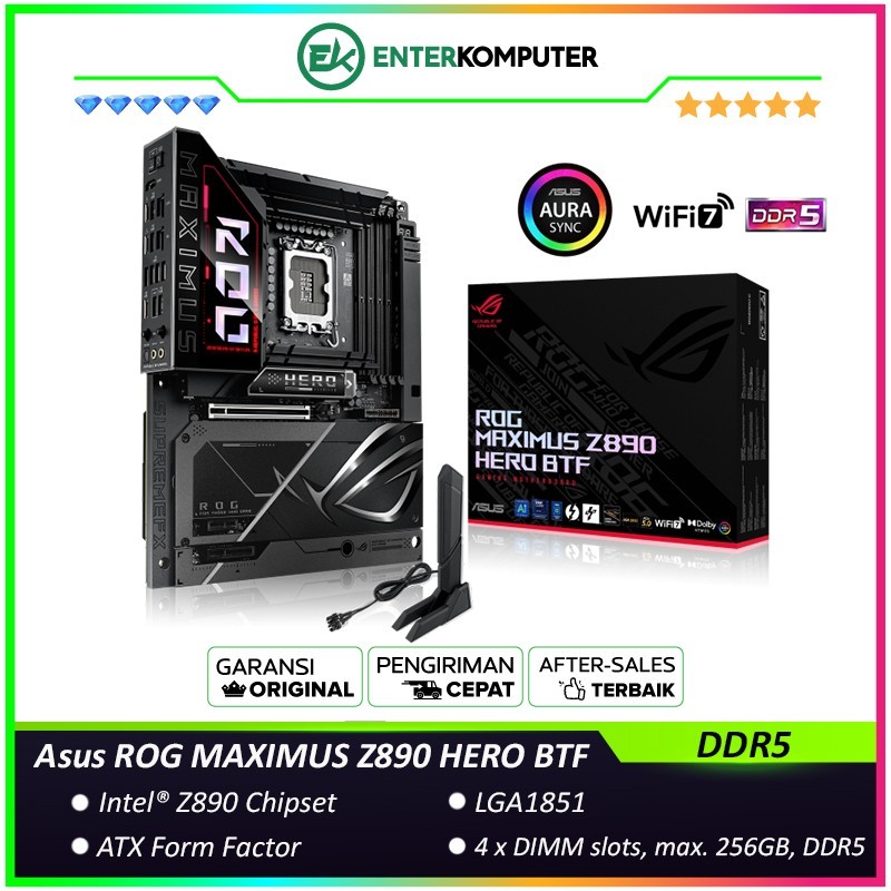 Asus ROG MAXIMUS Z890 HERO BTF (LGA1851, Z890, DDR5, USB3.2 Gen2x2 Type-C, SATA3)