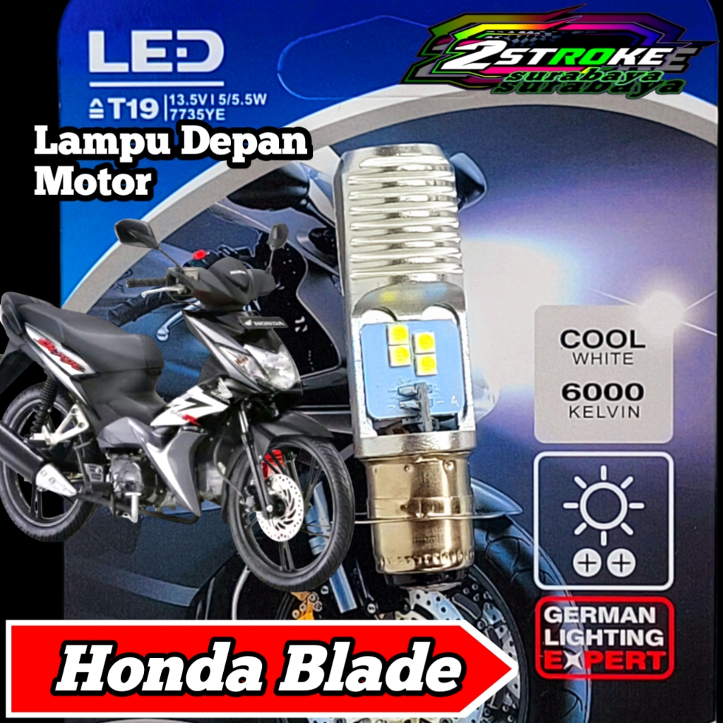 Lampu Depan Motor Honda Blade LED Putih Ac/Dc 12Volt Pengganti Dop/Bohlam Standart WRT19