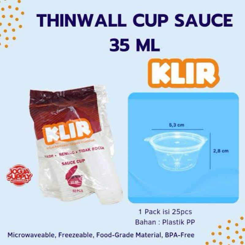 Thinwall klir 35 ml cup saos isi 50 pcs/wadah saos/wadah sambal/cup plastik/tempat plastik