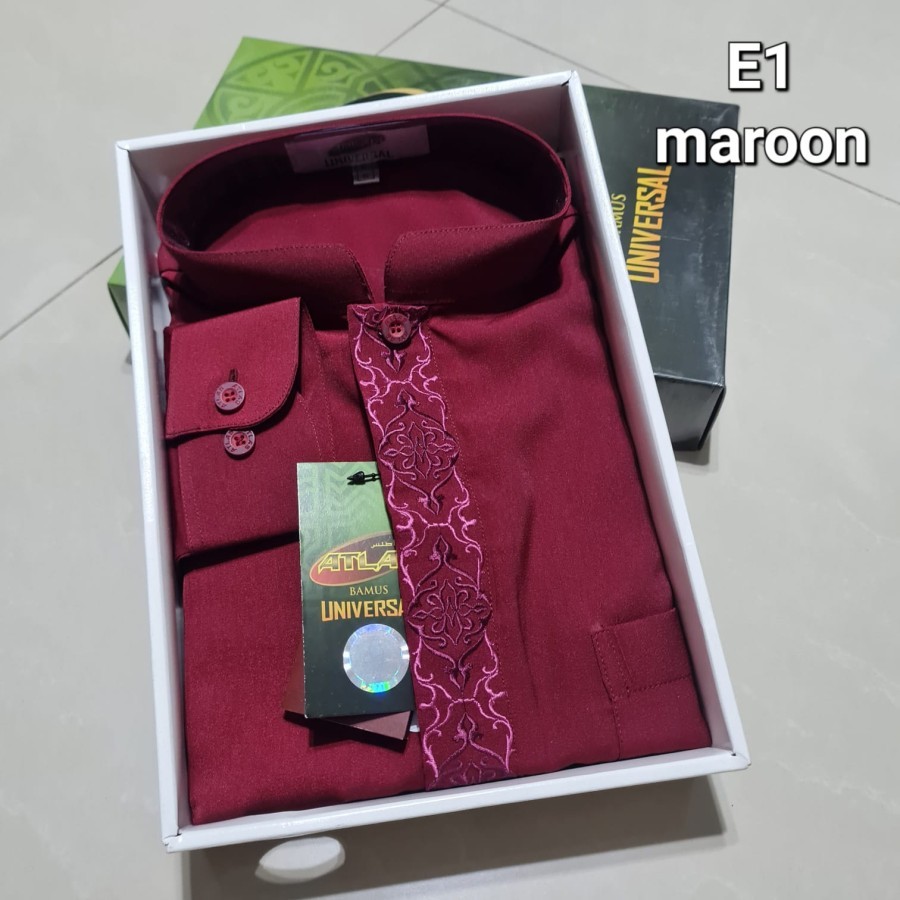 Baju koko ATLAS Lengan Panjang Manset Kancing Bamus Universal Original Fashion Muslim Pakaian Pria D