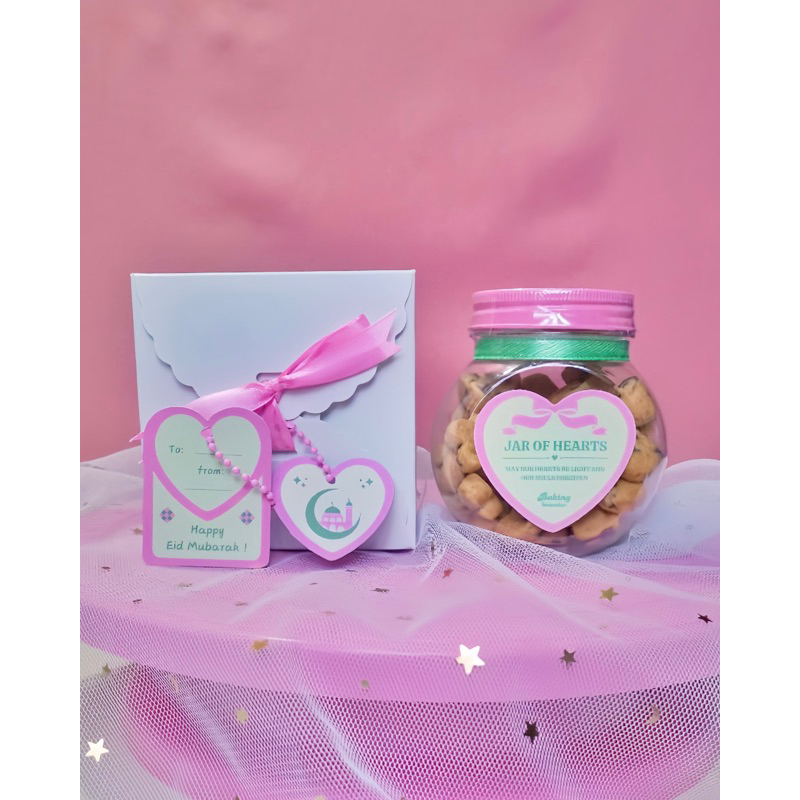 

HAMPERS LEBARAN JAR OF HEARTS - PREMIUM FULL BUTTER MINI HEART CEREAL COOKIES BENTUK LOVE kue kering choco chips bentuk hati