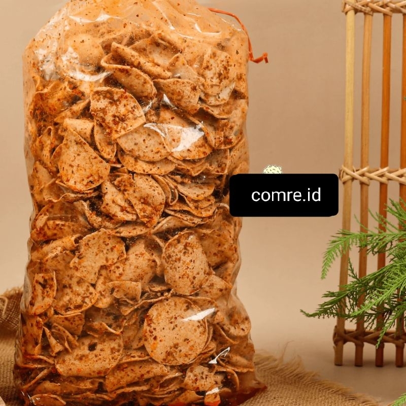 

basreng koin pedas rasa daun jeruk keripik pipih cemilan khas bandung berat 500 gram