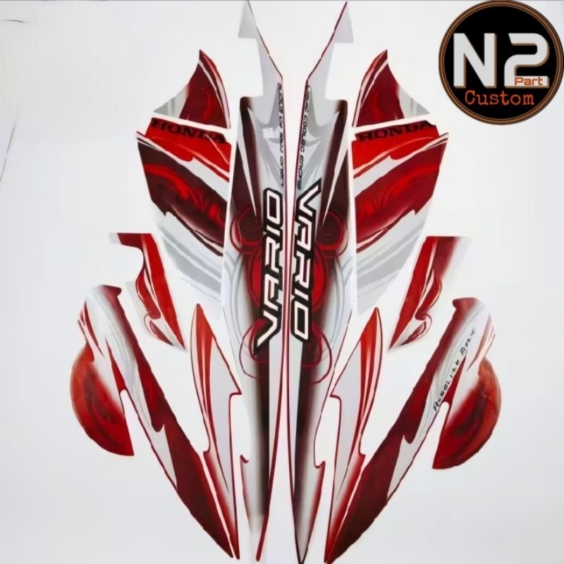 Striping Stiker polet motor honda VARIO 110 karbu 2010 merah sticker standart Vario karbu