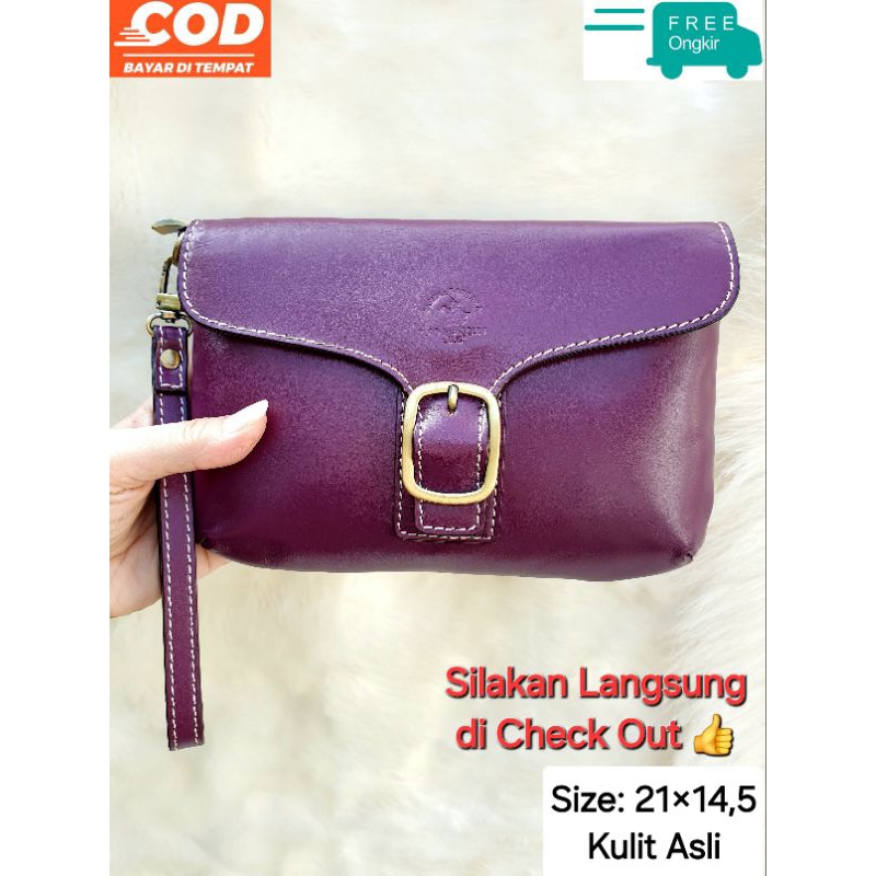 SBPRC Tas Dompet Clutch Wanita Handbag Pesta Kulit Asli Ungu