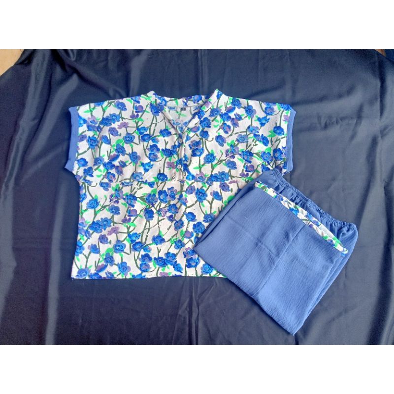 SETELAN CRINKLE KULOT PENDEK LENGAN PENDEK