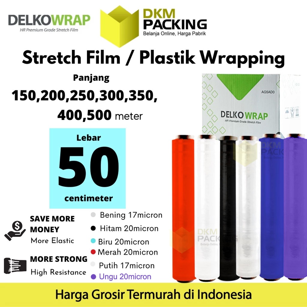 

Plastik Wraping Stretch Film 50cm Plastic Wrapping DELKOWRAP TEBAL KARGO / DUS