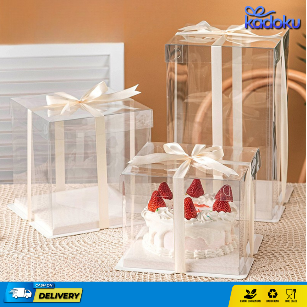 

{INSTAN/SAMEDAY} Kotak kado transparan / Box mika transparan / Box Kue Mika / Box Kue Tart mika / Box kue mika