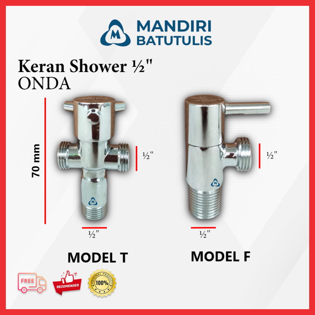 Kran Shower ONDA F / Kran Shower T Keran Toilet Cabang Stop Kran Cabang 2 Lubang / 1 Lubang