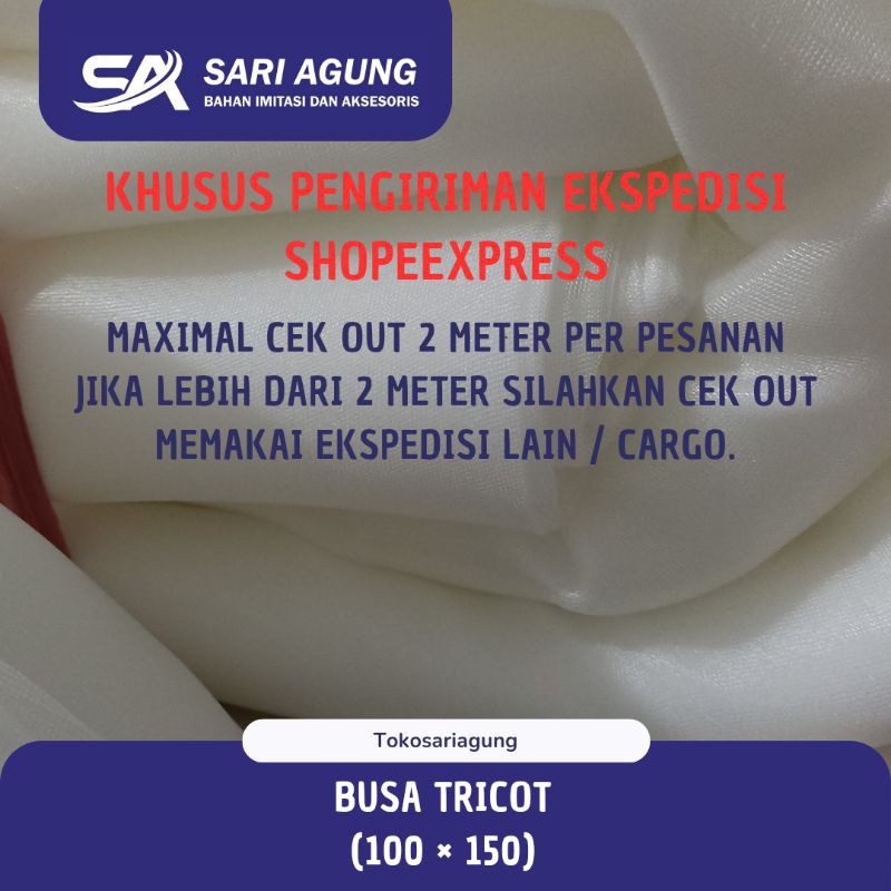 BUSA ANGIN TRICOT 2mm, 3mm, 4mm (METER) 100X150 BUSA LAPIS PUTIH