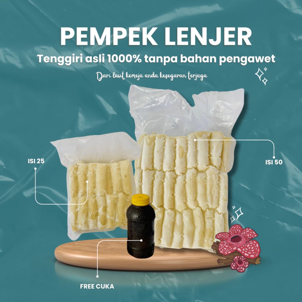 

NYOLA PEMPEK - Pempek lenjer 25 / 50 Pcs + Cuko 250mL, Khas Palembang, 100% Ikan Tenggiri