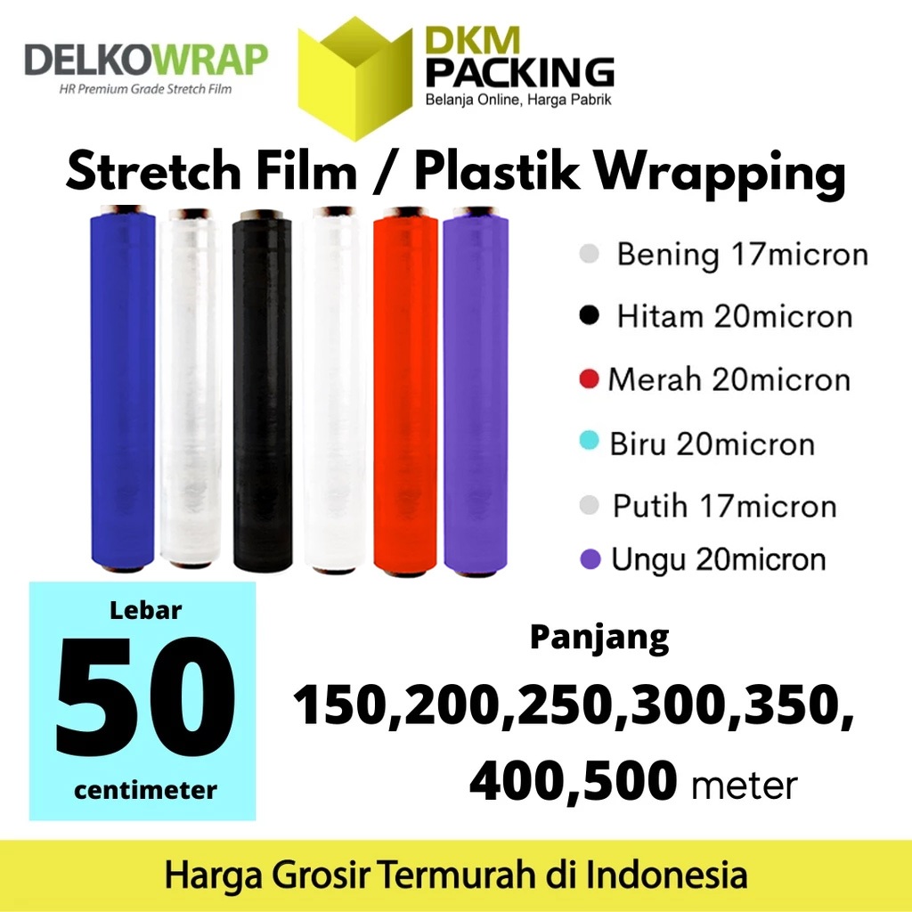 

Plastik Wraping Stretch Film 50cm x 300m DELKOWRAP WRAPPING TEBAL PREMIUM TERMURAH / SATUAN