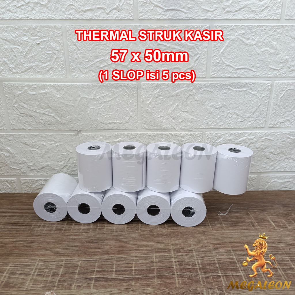 

(1 SLOP isi 5) Kertas Thermal 57x50 Struk Paper Roll Kertas Struk Kasir