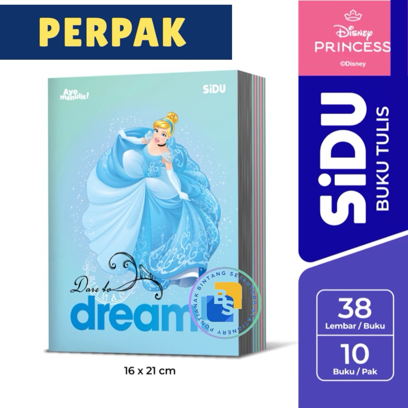 

10 buku - SiDU Buku Tulis Disney Princess 38 Lembar