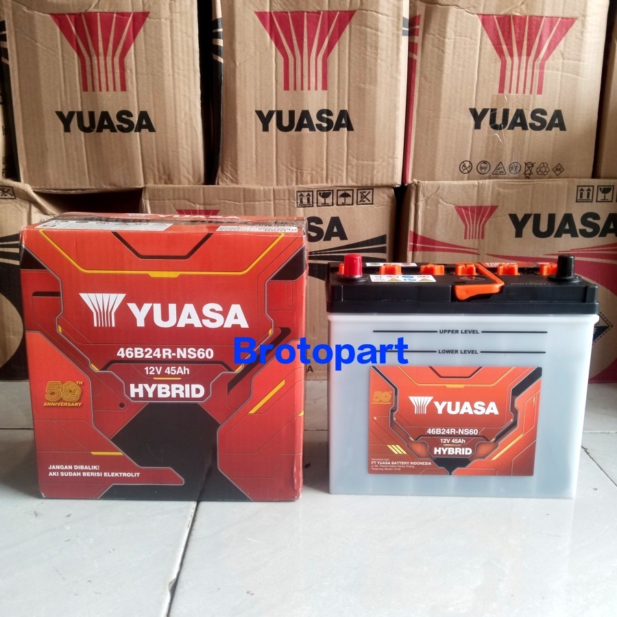 Aki Mobil YUASA NS60 46B24R HYBRID Aki Basah 12V 45Ah ORIGINAL YUASA