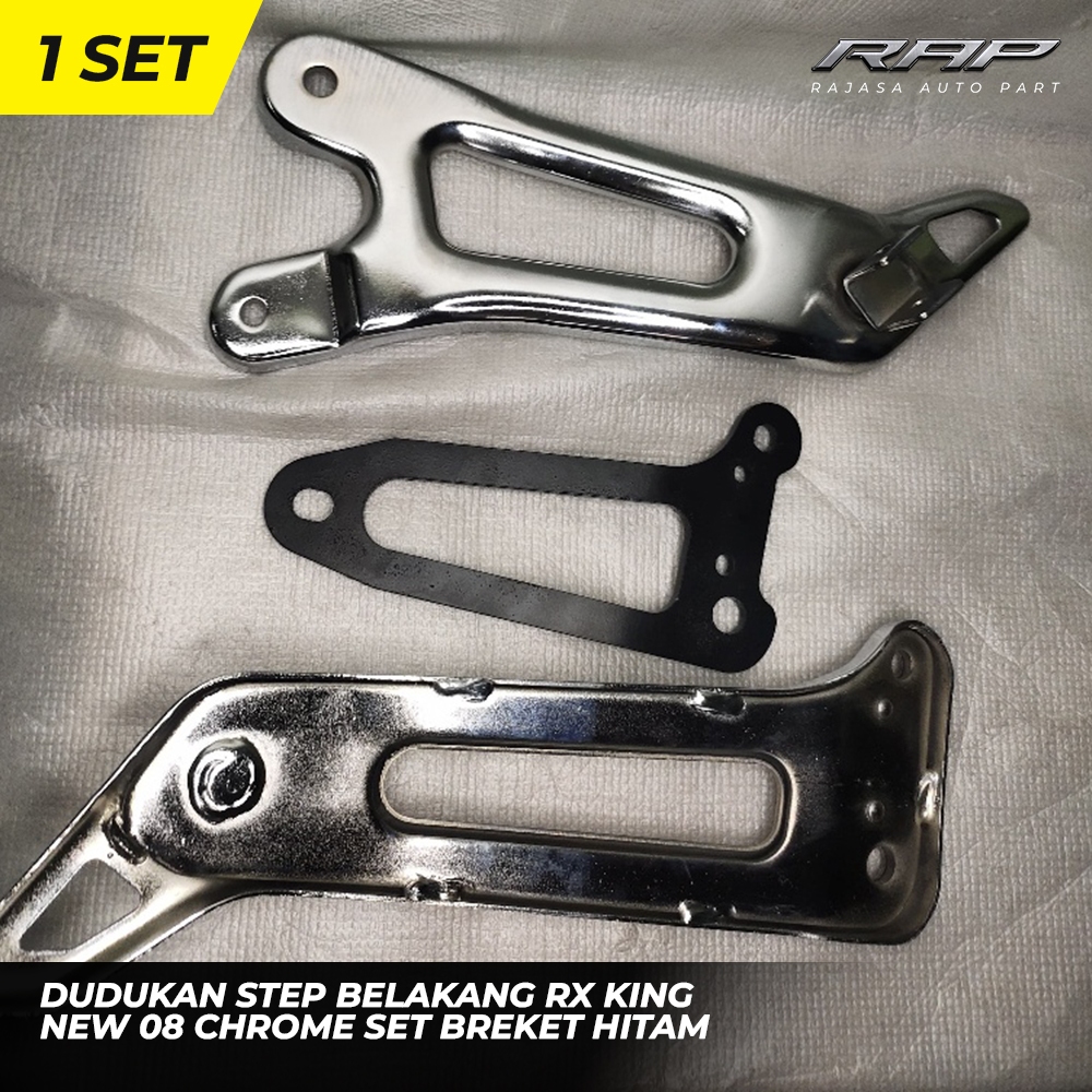 DUDUKAN STEP BELAKANG RX KING NEW 08 CHROME SET BREKET HITAM