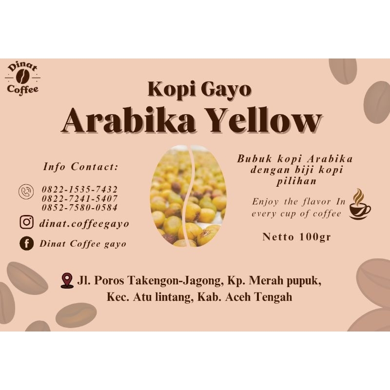 

Bubuk Kopi Arabika Yellow (100% biji kopi pilihan)