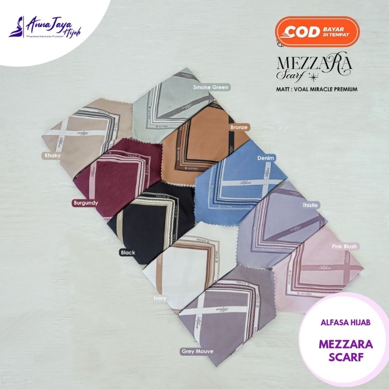 Jilbab Segi Empat Voal Miracle Premium Mezzara Scarf 110×110cm By Alfasa Hijab