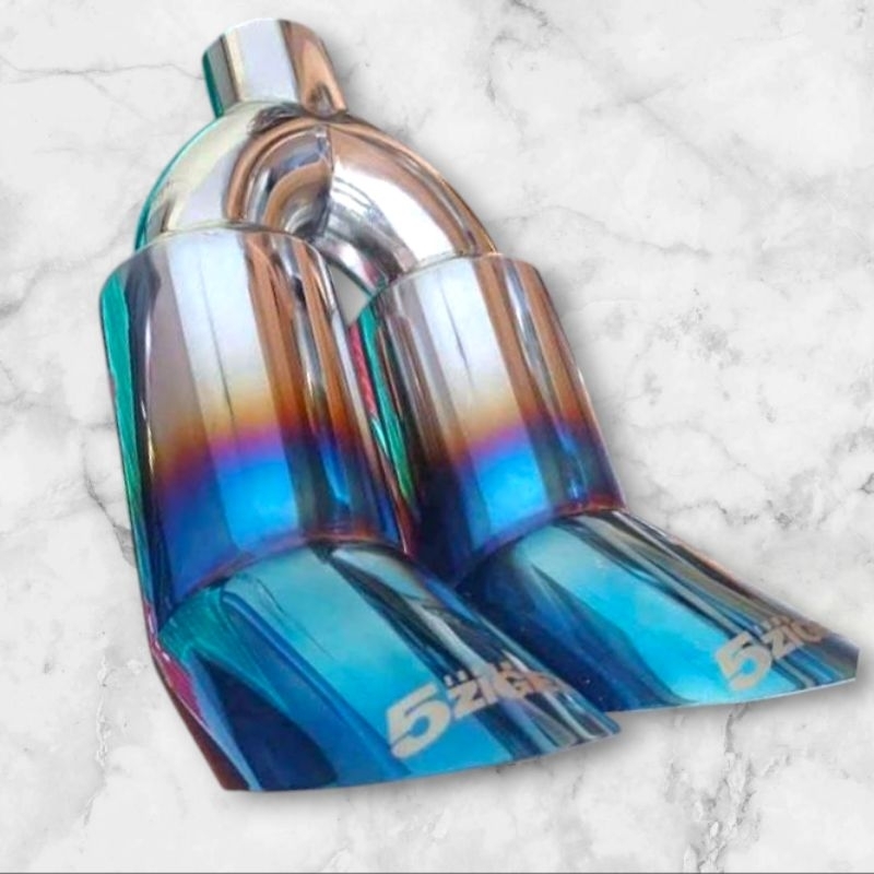 KNALPOT MOBIL 5 ZIGEN CABANG BIRU SUARA BASS ADEM BENSIN