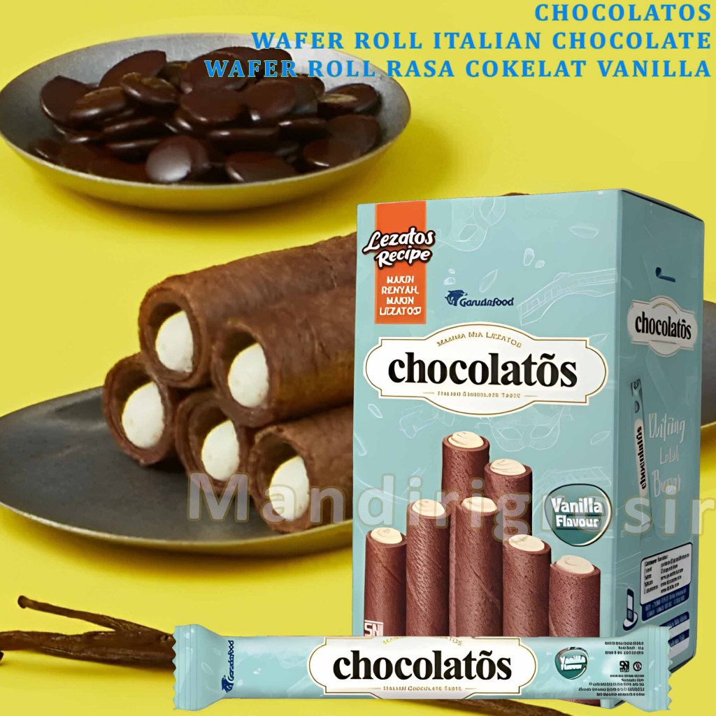 

Wafer Roll Rasa Cokelat Vanilla * Chocolatos * Wafer Roll Italian Chocolate * 1 Box