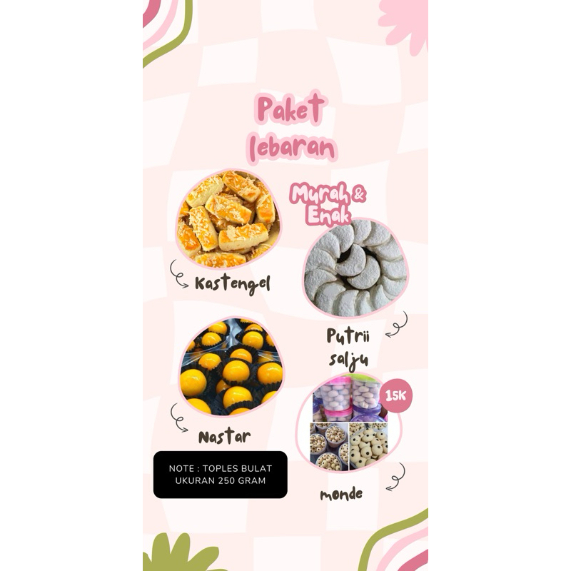 

PAKET KUE LEBARAN NASTAR/KASTENGEL/PUTRI SALJU/MONDE