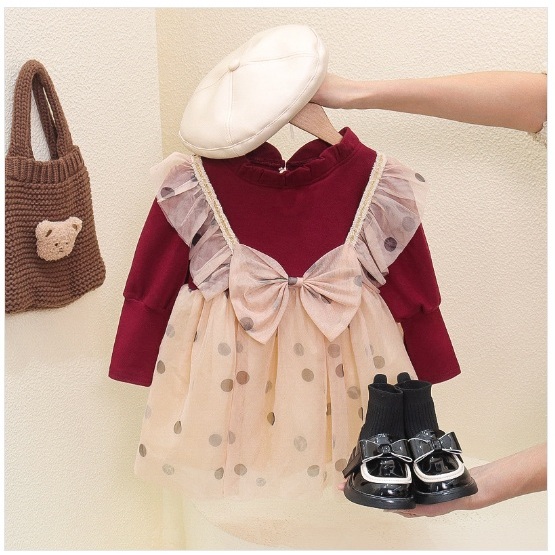Dress anak IMPORT fashion baby korean style import anak perempuan COLE POLKADOT MERAH HITAM