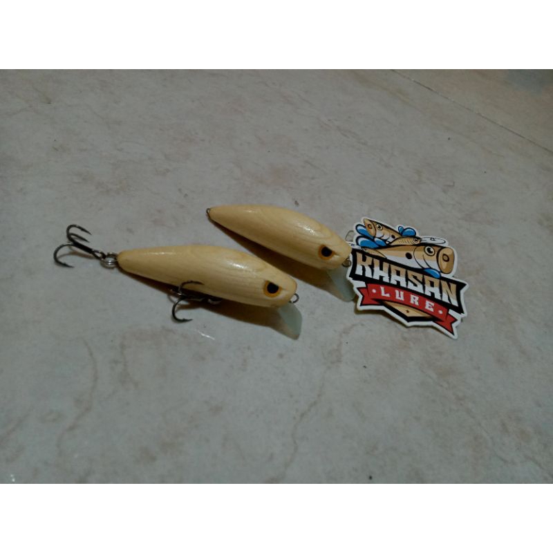 minnow 5cm natural kayu handmade khasan lure | minow air keruh | cocok di air keruh