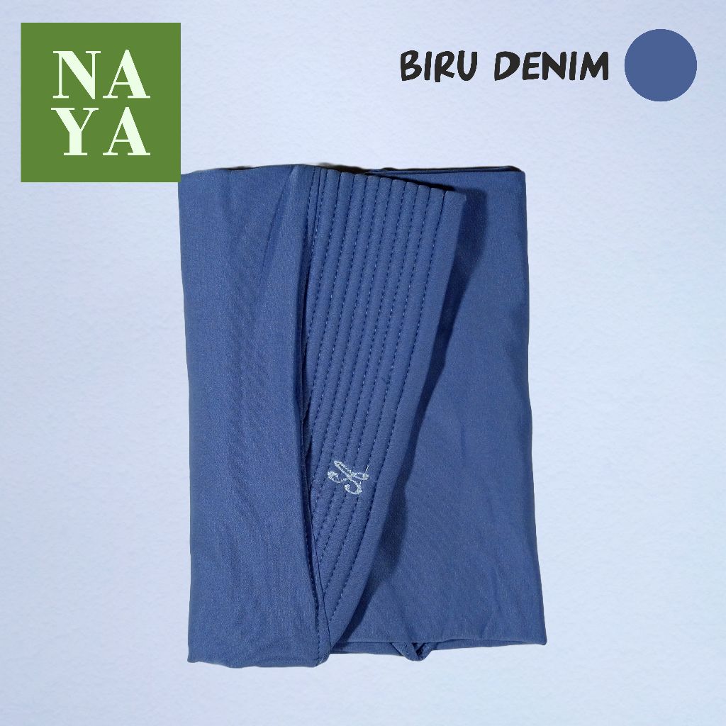 JILBAB INSTAN BERGO SPORT PET TEBAL / JILBAB INSTAN JERSEY SIZE S M L WARNA BIRU DENIM