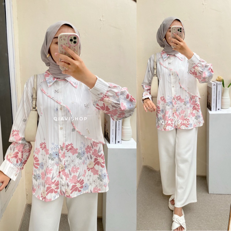 Nagita blouse / blus silk organza payet / blouse cewek / atasan cewek / baju atasan wanita / baju at