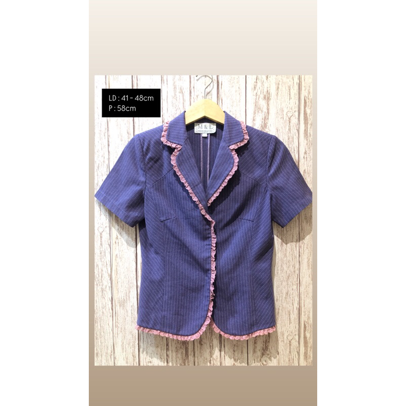[A181] PRELOVED BLAZER KANTOR WANITA MOTIF GARIS DAN ADA RENDA