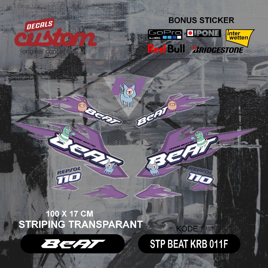 stiker transparan motor honda beat karbu striping transparant uv beat lama grafis anime