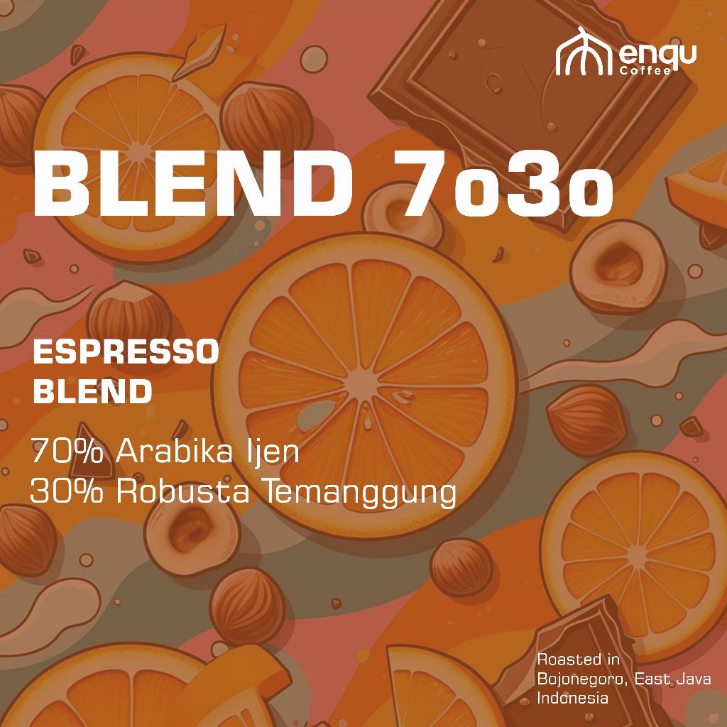 

1KG Biji Kopi Espresso Blend Kopi Susu BLEND 7030 ARABIKA DAN ROBUSTA Es Kopi Susu By Enqu Coffee Roastery
