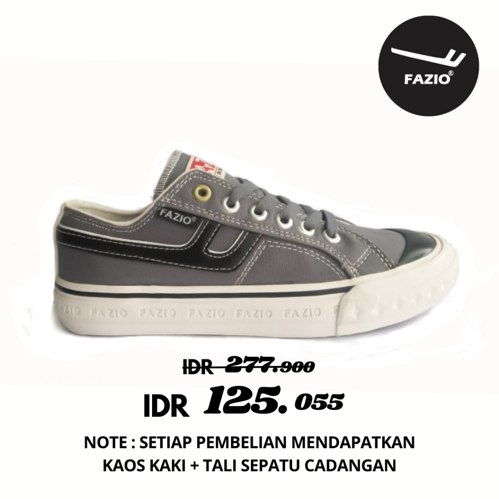Fazio - Sepatu Unisex Clasic Low Grey Sneakers Pria Wanita