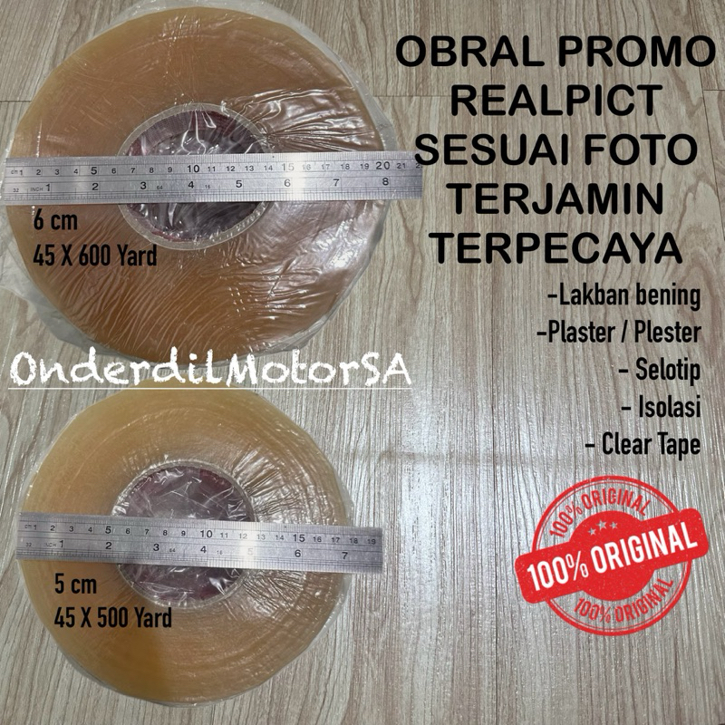 

(SUPER JUMBO) Lakban Bening Termurah Kuat 45mm x 600 yard (6cm) DAN 500 yard (5cm) Isolasi Selotip Clear Tape Plaster Plester Asli