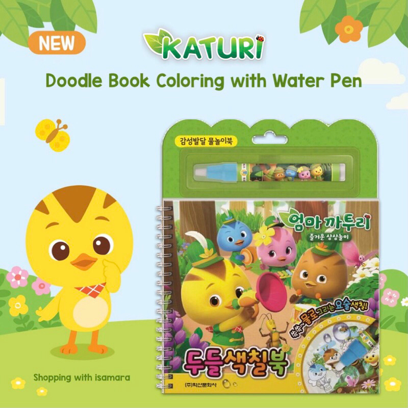 Katuri Doodle Book Coloring Book with Water / Buku Mewarnai / Buku aktivitas dan stiker