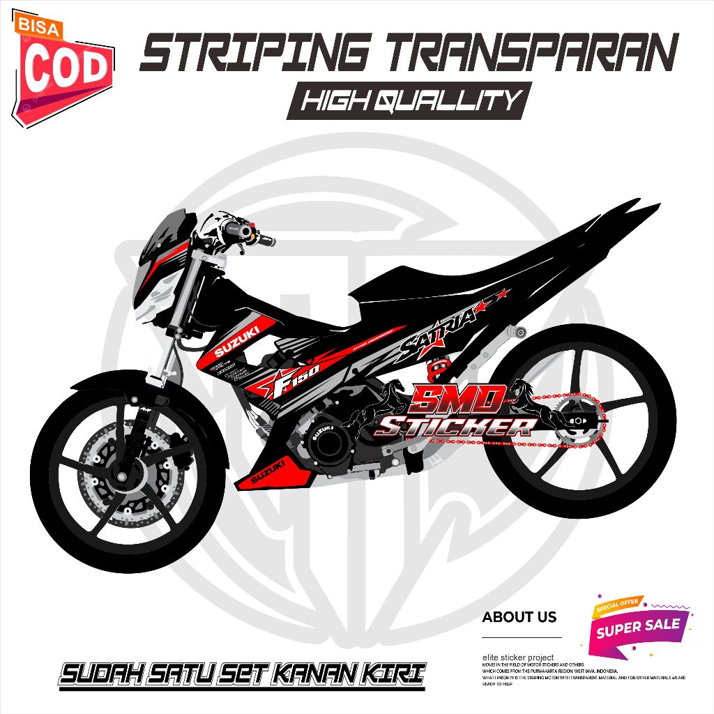 STRIPING VARIASI TRANSPARAN SUZUKI SATRIA FU FL SAYAP FULL FACELIFT STICKER CUSTOM MOTIF SIMPEL RACI