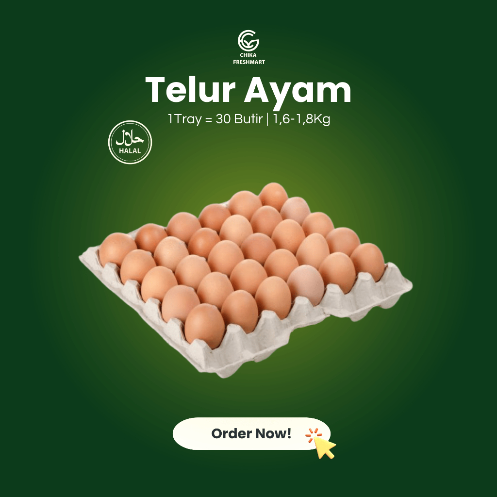 

TELUR AYAM NEGRI FRESH TELUR AYAM 1 TRAY ISI 30 BUTIR GRADE A TELUR PREMIUM