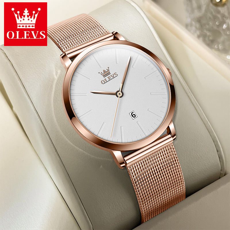 OLEVS Jam Tangan Wanita Original Anti Air Fashion Bisnis Elegan Stainless Steel Jam Tangan Cewek